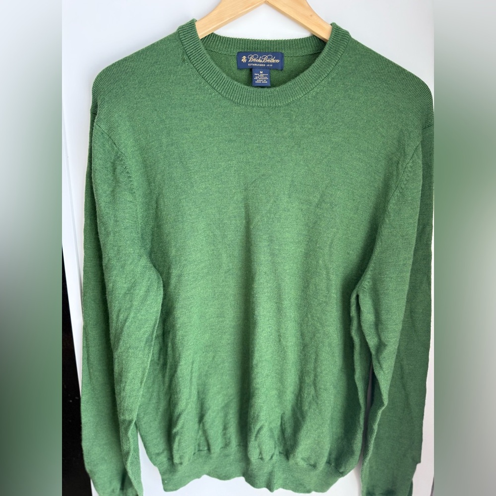 Brooks Brothers Green Merino Wool Crewneck Sweater | Men’s M | Classic Preppy